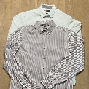 Michael Kors Black and White Striped Button Down Shirt